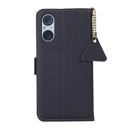 For Sony Xperia 5 V Side-Magnetic TJ Genuine Leather RFID Phone Case(Blue) - Sony Cases by buy2fix | Online Shopping UK | buy2fix