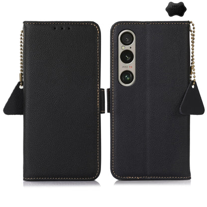 For Sony Xperia 1 VI Side-Magnetic TJ Genuine Leather RFID Phone Case(Black) - Sony Cases by buy2fix | Online Shopping UK | buy2fix