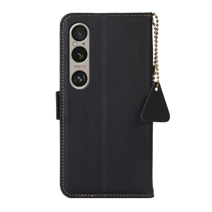 For Sony Xperia 1 VI Side-Magnetic TJ Genuine Leather RFID Phone Case(Black) - Sony Cases by buy2fix | Online Shopping UK | buy2fix