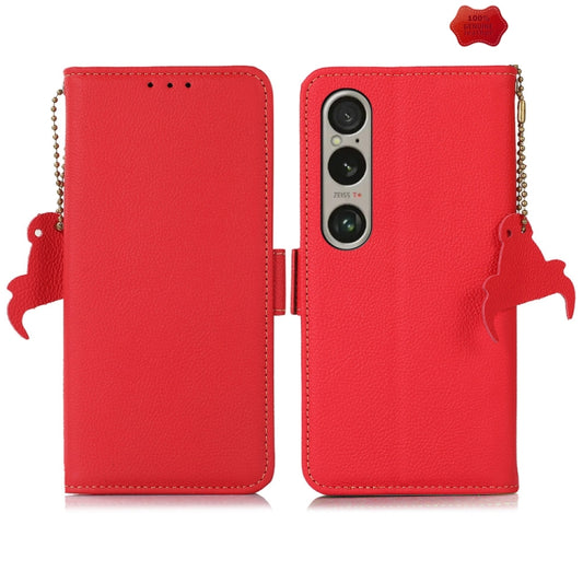 For Sony Xperia 1 VI Side-Magnetic TJ Genuine Leather RFID Phone Case(Red) - Sony Cases by buy2fix | Online Shopping UK | buy2fix