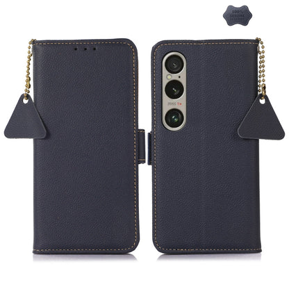 For Sony Xperia 1 VI Side-Magnetic TJ Genuine Leather RFID Phone Case(Blue) - Sony Cases by buy2fix | Online Shopping UK | buy2fix