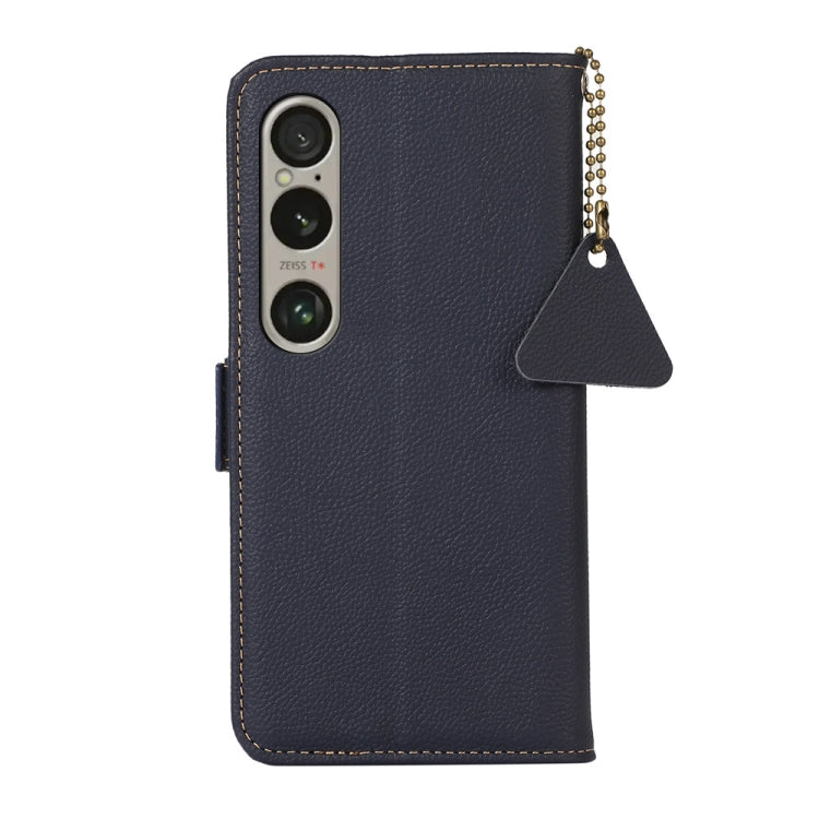 For Sony Xperia 1 VI Side-Magnetic TJ Genuine Leather RFID Phone Case(Blue) - Sony Cases by buy2fix | Online Shopping UK | buy2fix