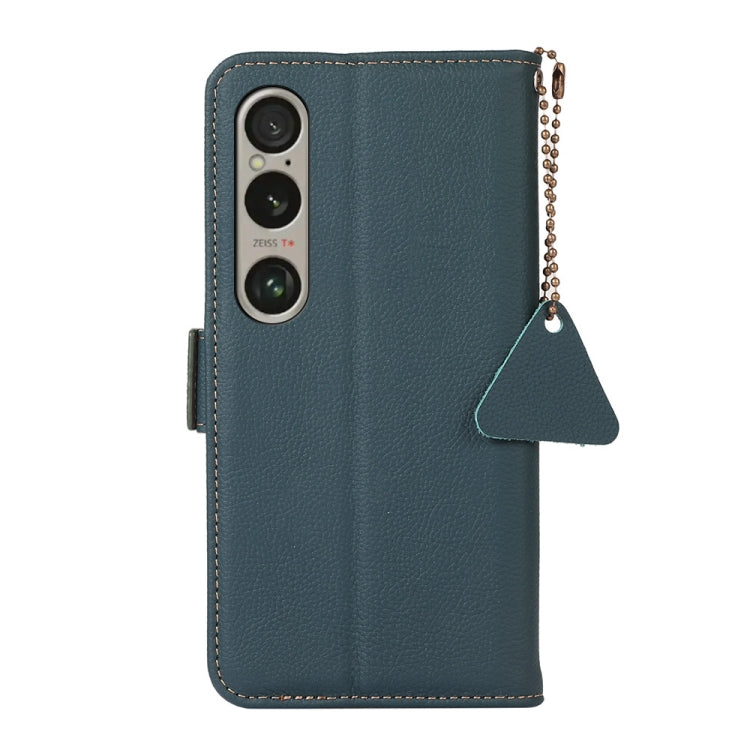 For Sony Xperia 1 VI Side-Magnetic TJ Genuine Leather RFID Phone Case(Green) - Sony Cases by buy2fix | Online Shopping UK | buy2fix