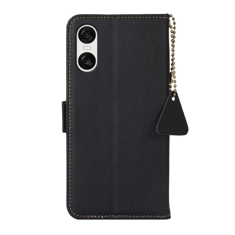For Sony Xperia 10 VI Side-Magnetic TJ Genuine Leather RFID Phone Case(Black) - Sony Cases by buy2fix | Online Shopping UK | buy2fix
