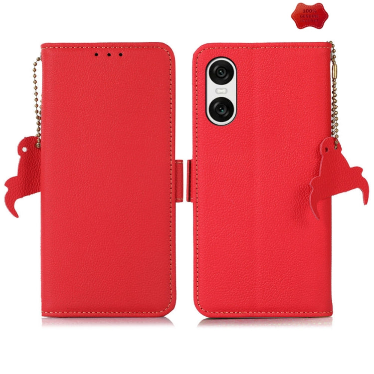 For Sony Xperia 10 VI Side-Magnetic TJ Genuine Leather RFID Phone Case(Red) - Sony Cases by buy2fix | Online Shopping UK | buy2fix