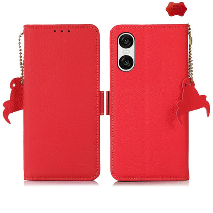 For Sony Xperia 10 VI Side-Magnetic TJ Genuine Leather RFID Phone Case(Red) - Sony Cases by buy2fix | Online Shopping UK | buy2fix