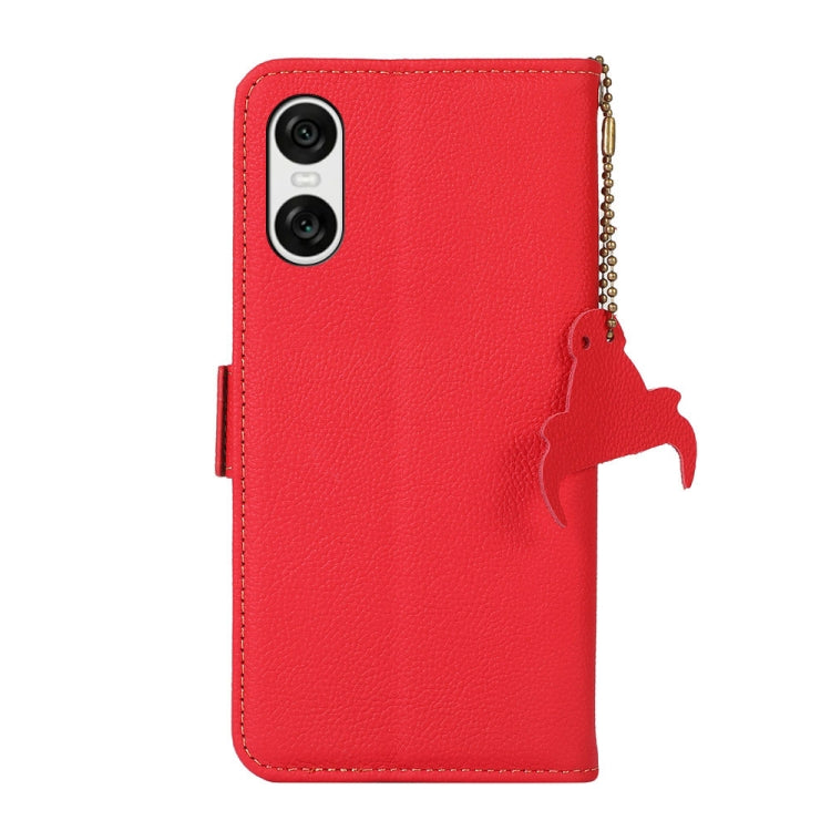 For Sony Xperia 10 VI Side-Magnetic TJ Genuine Leather RFID Phone Case(Red) - Sony Cases by buy2fix | Online Shopping UK | buy2fix