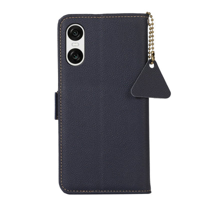 For Sony Xperia 10 VI Side-Magnetic TJ Genuine Leather RFID Phone Case(Blue) - Sony Cases by buy2fix | Online Shopping UK | buy2fix