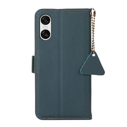 For Sony Xperia 10 VI Side-Magnetic TJ Genuine Leather RFID Phone Case(Green) - Sony Cases by buy2fix | Online Shopping UK | buy2fix