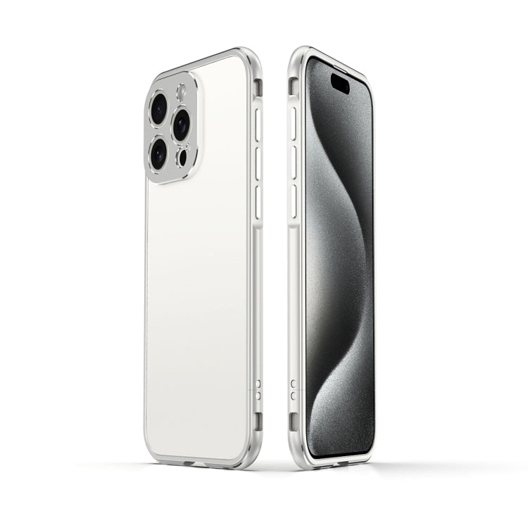 For iPhone 15 Pro Aurora Series Lens Protector + Metal Frame Phone Case(Silver) - iPhone 15 Pro Cases by buy2fix | Online Shopping UK | buy2fix