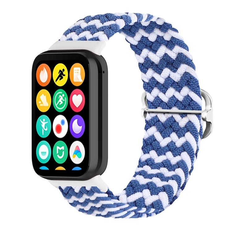 For Xiaomi Mi Band 8 Pro 18mm Buckle Nylon Braided Watch Band(Wave Pattern Blue White) - Watch Bands by buy2fix | Online Shopping UK | buy2fix