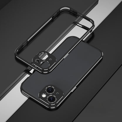 For iPhone 15 Plus Aurora Series Lens Protector + Metal Frame Phone Case(Black Silver) - iPhone 15 Plus Cases by buy2fix | Online Shopping UK | buy2fix