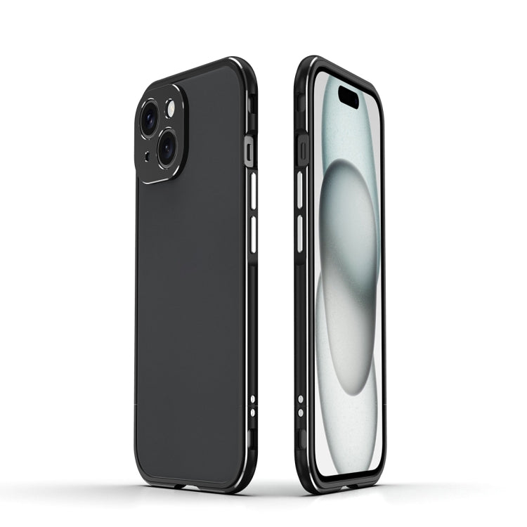 For iPhone 15 Plus Aurora Series Lens Protector + Metal Frame Phone Case(Black Silver) - iPhone 15 Plus Cases by buy2fix | Online Shopping UK | buy2fix