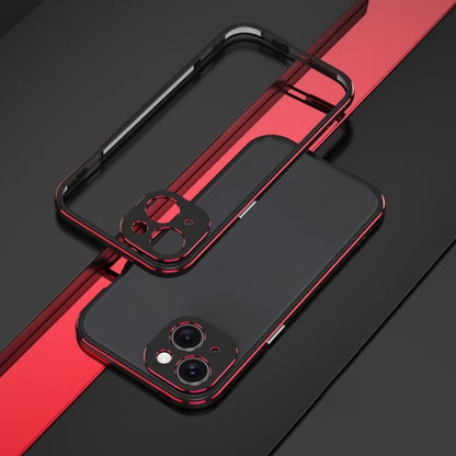 For iPhone 15 Plus Aurora Series Lens Protector + Metal Frame Phone Case(Black Red) - iPhone 15 Plus Cases by buy2fix | Online Shopping UK | buy2fix