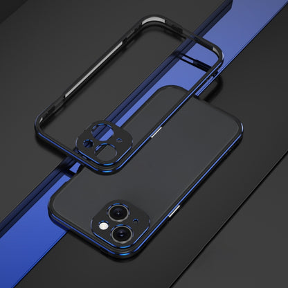 For iPhone 15 Plus Aurora Series Lens Protector + Metal Frame Phone Case(Black Blue) - iPhone 15 Plus Cases by buy2fix | Online Shopping UK | buy2fix