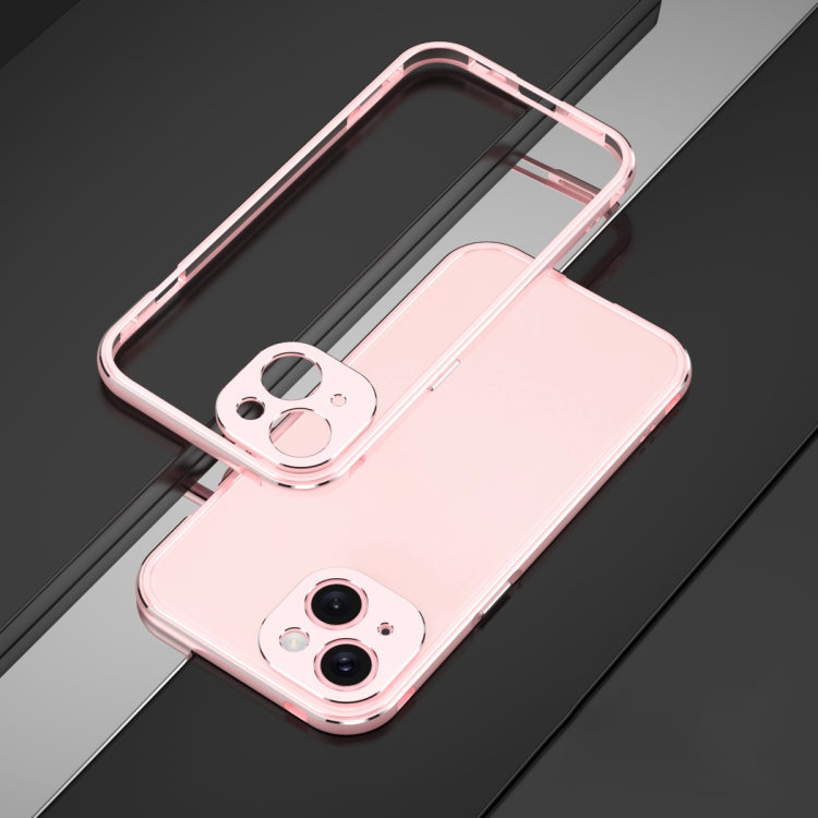 For iPhone 15 Plus Aurora Series Lens Protector + Metal Frame Phone Case(Pink Silver) - iPhone 15 Plus Cases by buy2fix | Online Shopping UK | buy2fix