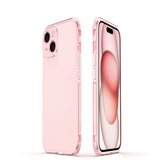 For iPhone 15 Plus Aurora Series Lens Protector + Metal Frame Phone Case(Pink Silver) - iPhone 15 Plus Cases by buy2fix | Online Shopping UK | buy2fix