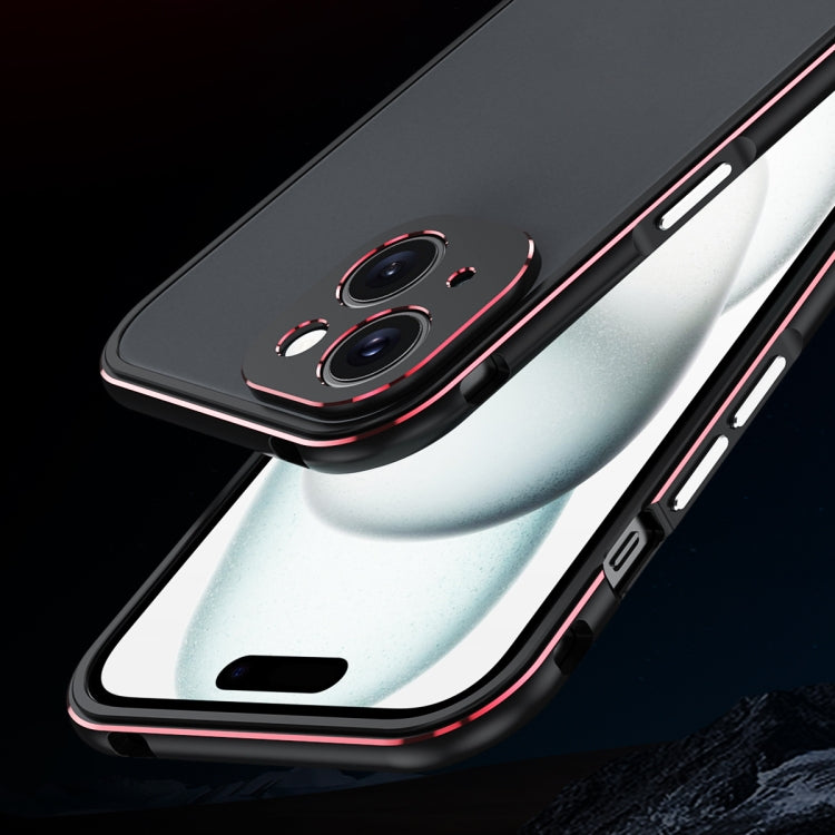 For iPhone 15 Plus Aurora Series Lens Protector + Metal Frame Phone Case(Green Silver) - iPhone 15 Plus Cases by buy2fix | Online Shopping UK | buy2fix