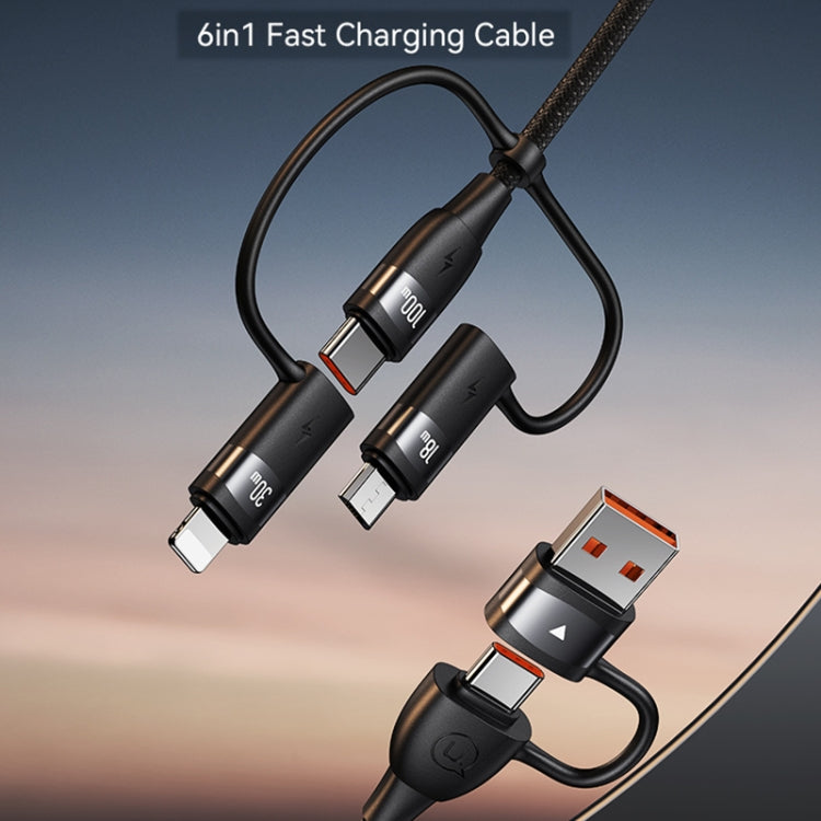 USAMS US-SJ645 U85 1.2m PD100W 6 in 1 Alloy Multifunctional Fast Charging Cable(Black) - Multifunction Cable by USAMS | Online Shopping UK | buy2fix