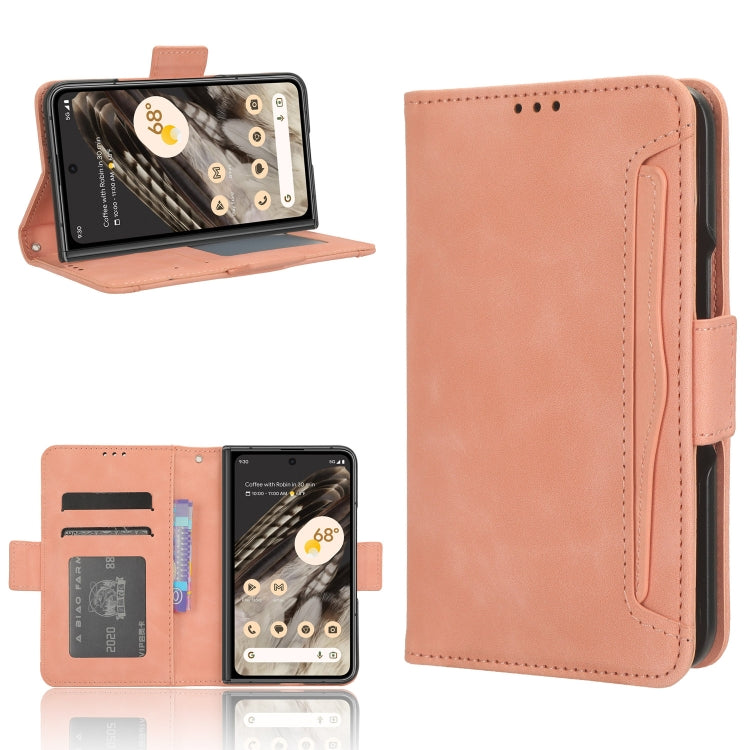 For Google Pixel Fold Skin Feel Calf Texture Card Slots Leather Phone Case(Pink) by buy2fix