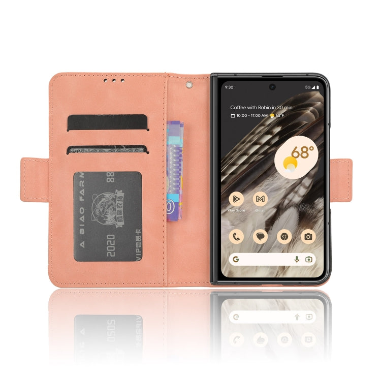 For Google Pixel Fold Skin Feel Calf Texture Card Slots Leather Phone Case(Pink) by buy2fix