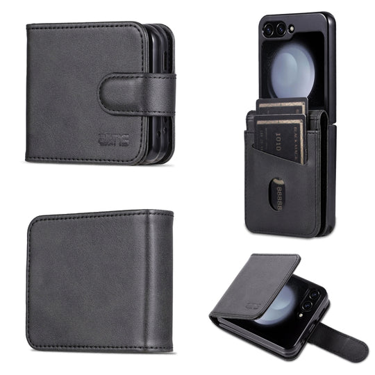 For Samsung Galaxy Z Flip5 5G AZNS Skin Feel Calf Texture Flip Leather Phone Case(Black)