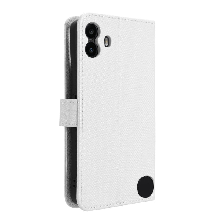 For Nothing CMF Phone 1 Diamond Texture Leather Phone Case(White) - Nothing Cases by buy2fix | Online Shopping UK | buy2fix