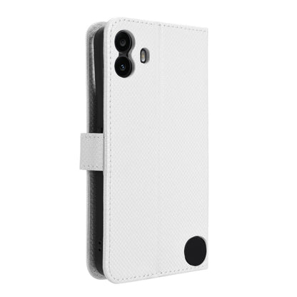 For Nothing CMF Phone 1 Diamond Texture Leather Phone Case(White) - Nothing Cases by buy2fix | Online Shopping UK | buy2fix