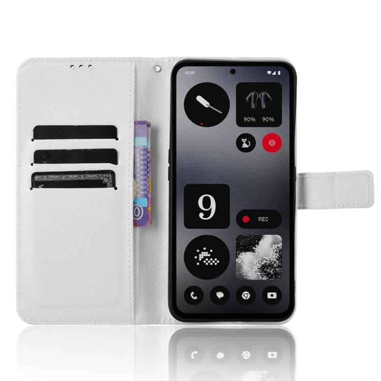 For Nothing CMF Phone 1 Diamond Texture Leather Phone Case(White) - Nothing Cases by buy2fix | Online Shopping UK | buy2fix