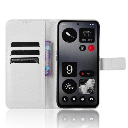 For Nothing CMF Phone 1 Diamond Texture Leather Phone Case(White) - Nothing Cases by buy2fix | Online Shopping UK | buy2fix
