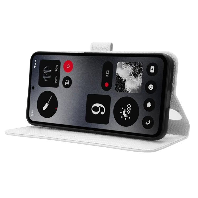 For Nothing CMF Phone 1 Diamond Texture Leather Phone Case(White) - Nothing Cases by buy2fix | Online Shopping UK | buy2fix