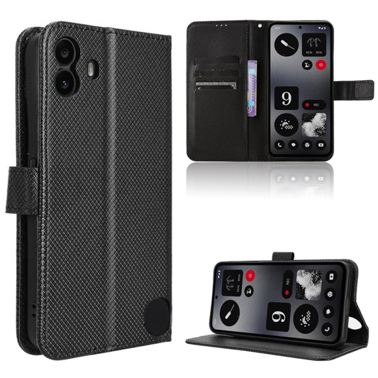 For Nothing CMF Phone 1 Diamond Texture Leather Phone Case(Black) - Nothing Cases by buy2fix | Online Shopping UK | buy2fix