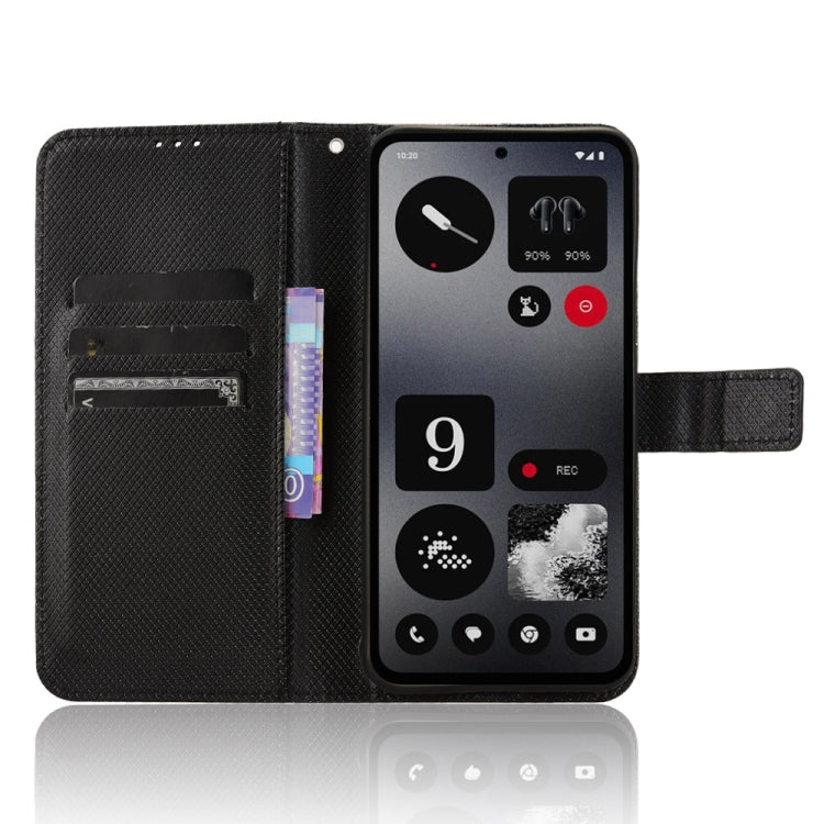 For Nothing CMF Phone 1 Diamond Texture Leather Phone Case(Black) - Nothing Cases by buy2fix | Online Shopping UK | buy2fix