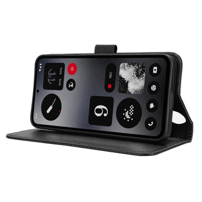 For Nothing CMF Phone 1 Diamond Texture Leather Phone Case(Black) - Nothing Cases by buy2fix | Online Shopping UK | buy2fix