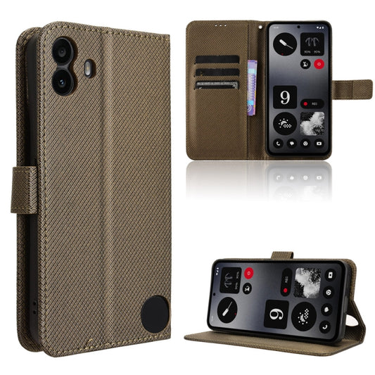 For Nothing CMF Phone 1 Diamond Texture Leather Phone Case(Brown) - Nothing Cases by buy2fix | Online Shopping UK | buy2fix