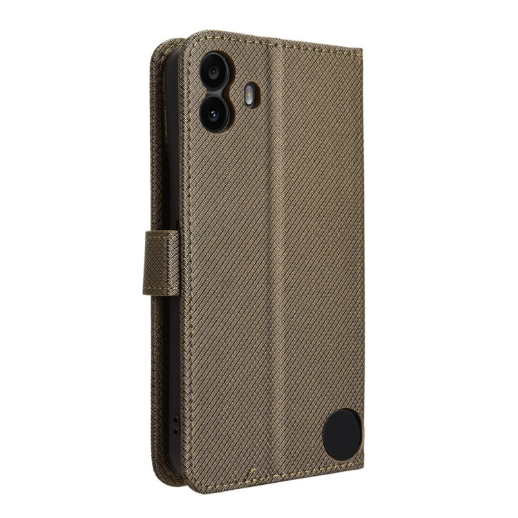 For Nothing CMF Phone 1 Diamond Texture Leather Phone Case(Brown) - Nothing Cases by buy2fix | Online Shopping UK | buy2fix