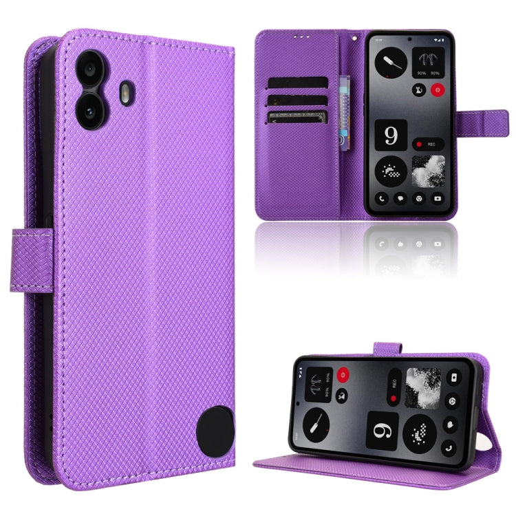 For Nothing CMF Phone 1 Diamond Texture Leather Phone Case(Purple) - Nothing Cases by buy2fix | Online Shopping UK | buy2fix