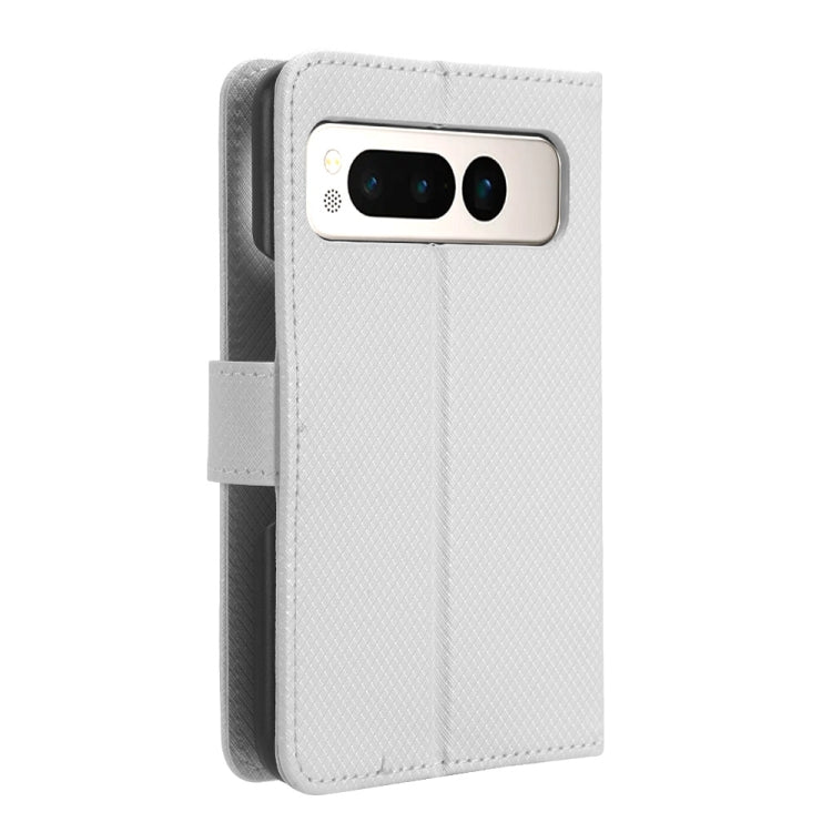 For Google Pixel Fold Diamond Texture Leather Phone Case(White) - Google Cases by buy2fix | Online Shopping UK | buy2fix