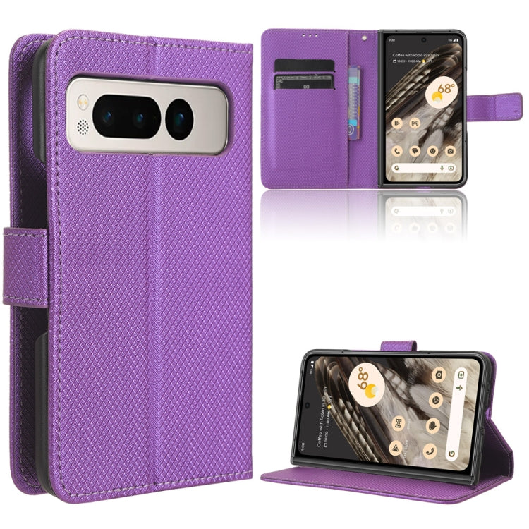 For Google Pixel Fold Diamond Texture Leather Phone Case(Purple) by buy2fix