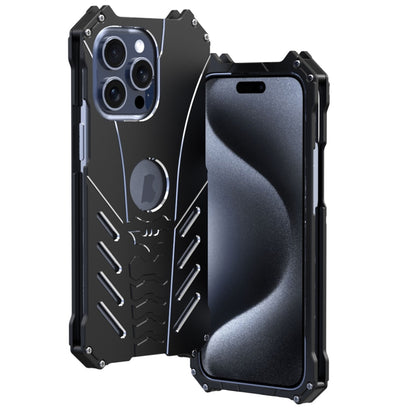 For iPhone 15 Pro R-JUST Batman Hollow Metal Phone Protective Case(Black) - iPhone 15 Pro Cases by R-JUST | Online Shopping UK | buy2fix