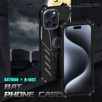 For iPhone 15 Pro R-JUST Batman Metal Mobile Phone Protective Case(Black) - iPhone 15 Pro Cases by R-JUST | Online Shopping UK | buy2fix