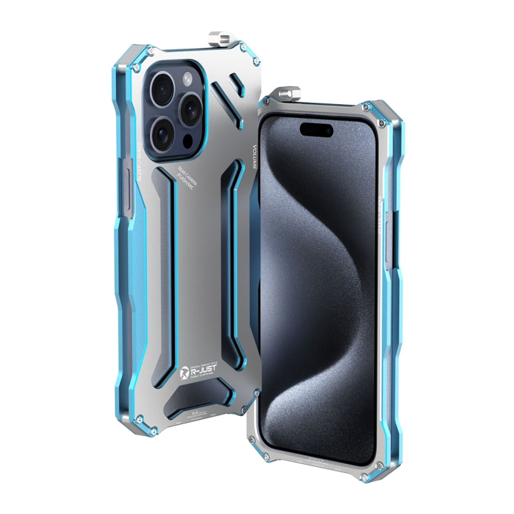 For iPhone 15 Pro R-JUST RJ17 Shockproof Armor Metal Phone Case(Blue) by R-JUST