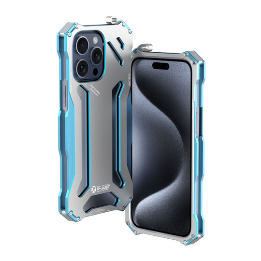 For iPhone 15 Pro R-JUST RJ17 Shockproof Armor Metal Phone Case(Blue)