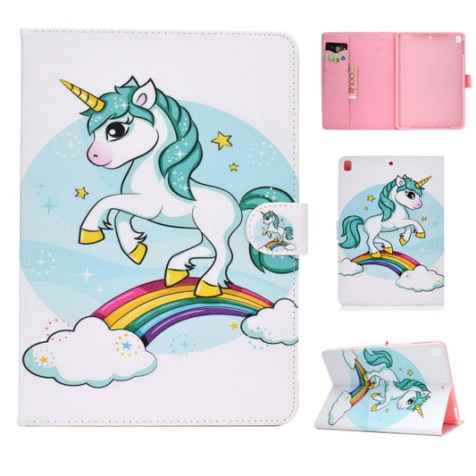 For iPad 10.2 Colored Drawing Pattern Horizontal Flip PU Leather Case with Holder & Card Slot & Sleep / Wake-up Function(Unicorn) - iPad 10.2 Cases by buy2fix | Online Shopping UK | buy2fix