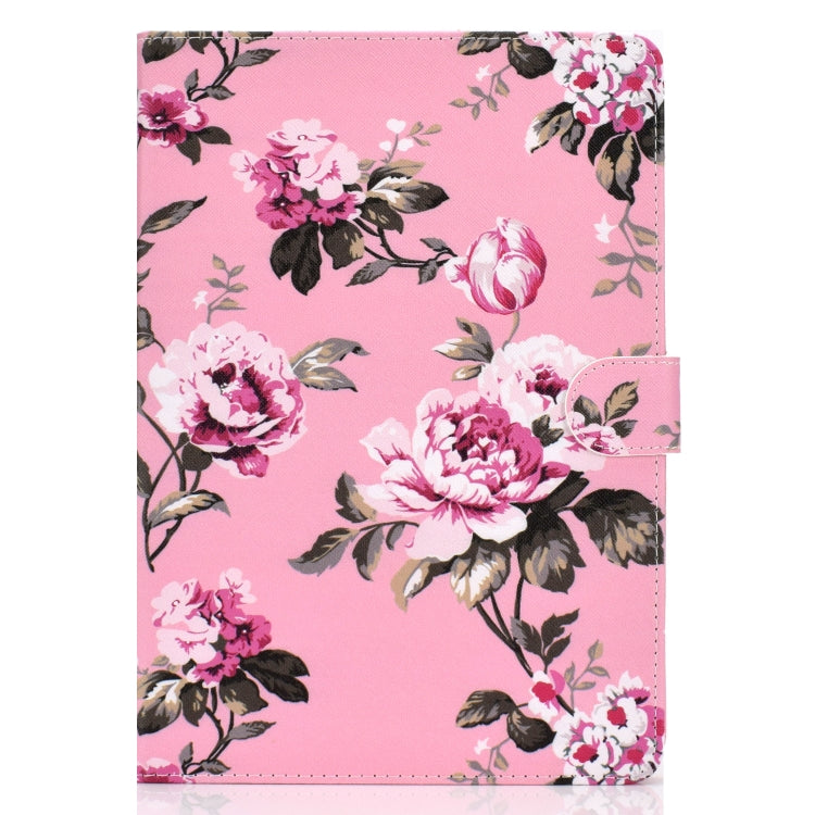 For iPad 10.2 Colored Drawing Pattern Horizontal Flip PU Leather Case with Holder & Card Slot & Sleep / Wake-up Function(Pink Flowers) - iPad 10.2 Cases by buy2fix | Online Shopping UK | buy2fix