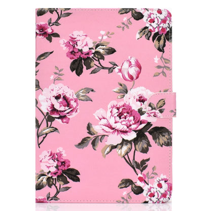 For iPad 10.2 Colored Drawing Pattern Horizontal Flip PU Leather Case with Holder & Card Slot & Sleep / Wake-up Function(Pink Flowers) - iPad 10.2 Cases by buy2fix | Online Shopping UK | buy2fix