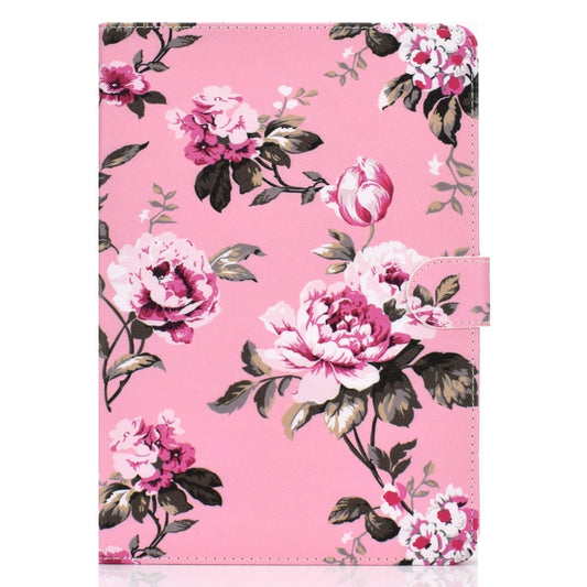 For iPad 10.2 Colored Drawing Pattern Horizontal Flip PU Leather Case with Holder & Card Slot & Sleep / Wake-up Function(Pink Flowers) - iPad 10.2 Cases by buy2fix | Online Shopping UK | buy2fix
