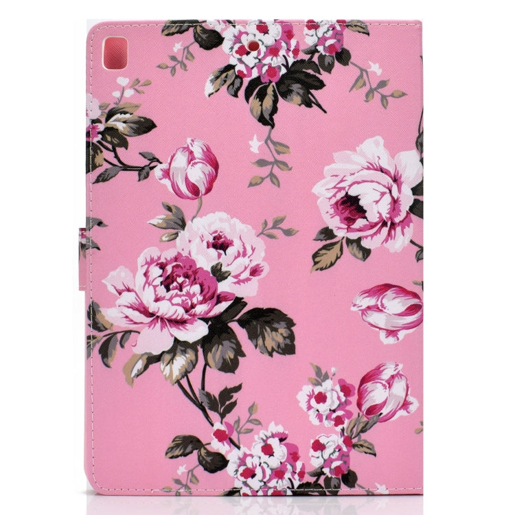 For iPad 10.2 Colored Drawing Pattern Horizontal Flip PU Leather Case with Holder & Card Slot & Sleep / Wake-up Function(Pink Flowers) - iPad 10.2 Cases by buy2fix | Online Shopping UK | buy2fix