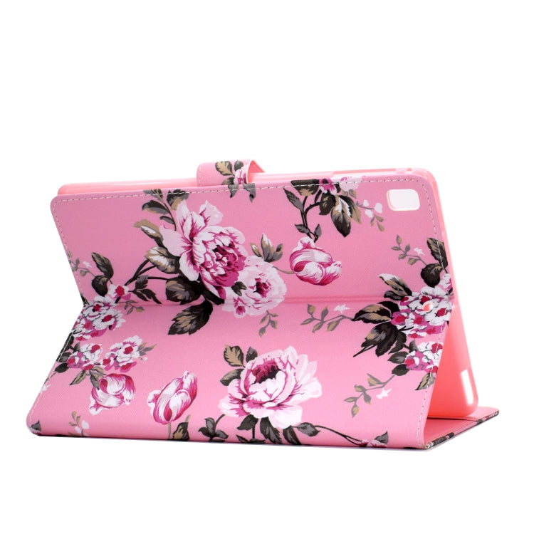 For iPad 10.2 Colored Drawing Pattern Horizontal Flip PU Leather Case with Holder & Card Slot & Sleep / Wake-up Function(Pink Flowers) - iPad 10.2 Cases by buy2fix | Online Shopping UK | buy2fix