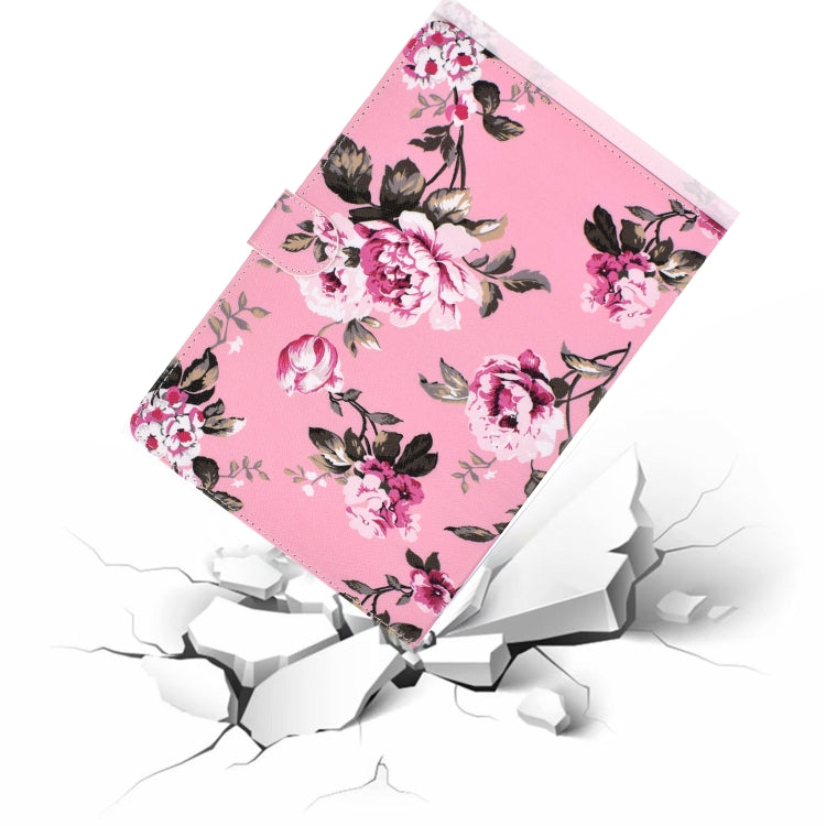 For iPad 10.2 Colored Drawing Pattern Horizontal Flip PU Leather Case with Holder & Card Slot & Sleep / Wake-up Function(Pink Flowers) - iPad 10.2 Cases by buy2fix | Online Shopping UK | buy2fix